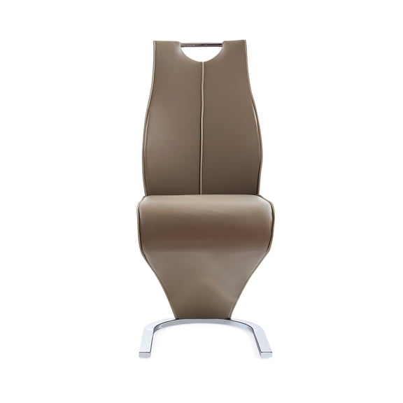 Modern Brown Dining Chairs (2), Zigzag Style With Metal Base, Pu Nylon, Foam Filled, Rectangular, Brown + Beige For Room Opulence Of 2 Chairs, Contemporary Fabric, Solid Back, Ambiance