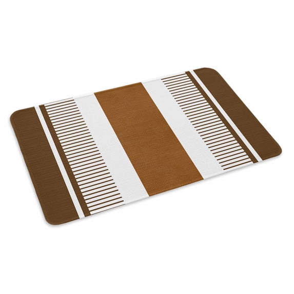 Modern Brown Doormat Outdoor Entrance 18"x30", Boho Contemporary Geometric Striped Absorb Moisture Dirt Door Mats, Non-Slip Rubber Backing Floor Mats Indoor, Low-Profile Front Door Rugs