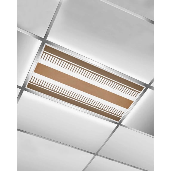 Modern Brown Fluorescent Light Covers for Ceiling Lights 4x2 feet,1 Pack Magnetic Light Filters for Classroom,Boho Contemporary Geometric Striped Fluorescent Light Shade Panel for Office School Drop