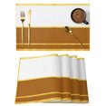 thumbnail image 1 of Modern Brown Gold Placemats Set of 4 Minimalist Geometric Yellow Striped Place Mats Indoor Wipeable Table Mats Washable Cloth Dining Table Placemats for Kitchen Holiday Party Home Decor 13x19 Inch, 1 of 9