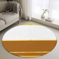 thumbnail image 1 of Modern Brown Gold Round Area Rug 4Ft Washable Circle Rugs for Bedroom Dining Room, Minimalist Geometric Yellow Striped Non-Slip Carpet Floor Mats Indoor Outdoor Carpet Runner Aesthetic Home Decor, 1 of 8