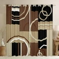 thumbnail image 1 of Modern Brown Grey Black Curtains for Living Room, Geometric Swirls Blackout Curtain for Boys Girls Kids, Geometry Circle Striped Insulated Thermal Curtains, Abstract Square Darkening Curtains 38"X45", 1 of 5