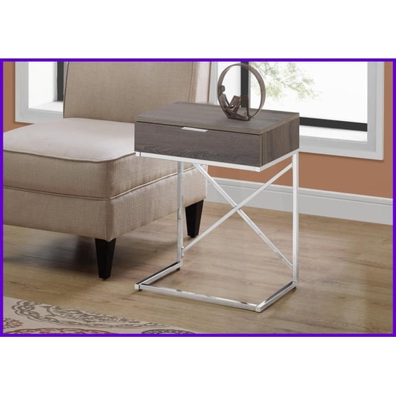 Modern Brown Laminate Coffee Table with Storage Drawer, Chrome Metal Frame - Versatile for Living Room or Nightstand