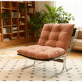 thumbnail image 1 of Modern Brown Leather High Back Accent Chair with Metal Legs Upholstered Soft Padded Living Room Armchair for Bedroom Home Office, 1 of 13