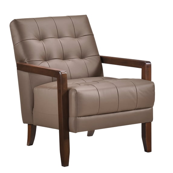 Modern Brown Leather Upholstered Chair / Suitable for Primary Living Spaces