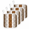 thumbnail image 1 of Modern Brown Pot Holders for Kitchen Heatproof Potholder, 4 Pack Boho Contemporary Geometric Striped Hot Pads Multipurpose Oven Pads Cloth Potholders Trivet for Cooking and Baking, 1 of 8