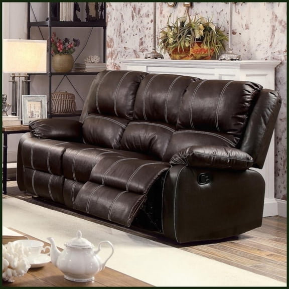 Modern Brown Synthetic Leather Single Recliner Sofa - Living Room Comfort with Smooth Recline Mechanism