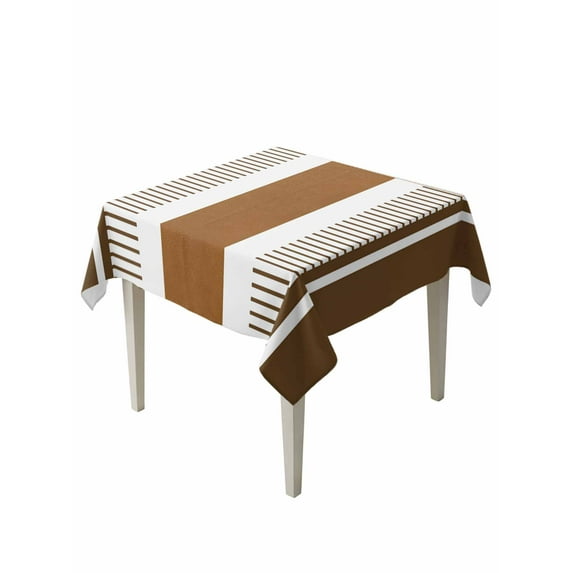 Modern Brown Table Cloth, Boho Contemporary Geometric Striped Waterproof Tablecloth for Square Tables, Reusable Washable Fabric Table Cover for Restaurant Kitchen Dining Tables 60"x60"