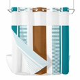 thumbnail image 1 of Modern Brown Teal No Hook Shower Curtain Waterproof,Bathroom Curtains with Snap in Liners and See Through Top Window,Boho Contemporary Geometric Striped Hotel Style Bathtub Curtains Shower 72"Wx72"L, 1 of 8