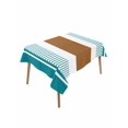 thumbnail image 1 of Modern Brown Teal Table Cloth, Boho Contemporary Geometric Striped Waterproof Tablecloth for Rectangle Tables, Reusable Washable Fabric Table Cover for Restaurant Kitchen Dining Tables 52"x70", 1 of 6
