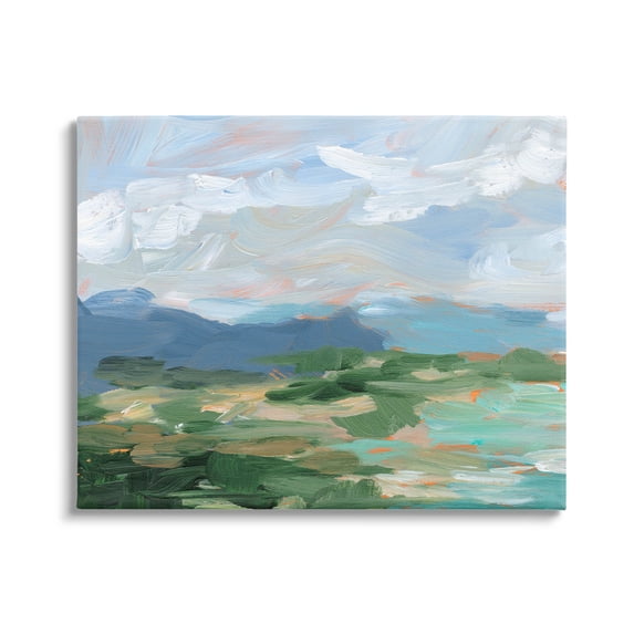Modern Brushed Cloudy Landscape Landscape Painting Gallery Wrapped Canvas Print Wall Art
