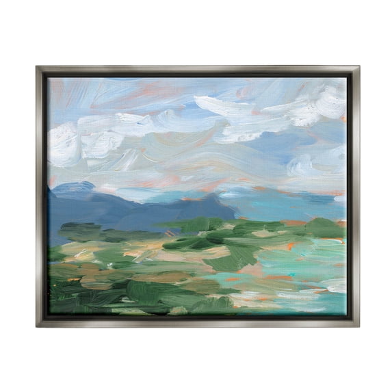 Modern Brushed Cloudy Landscape Landscape Painting Luster Gray Framed Art Print Wall Art