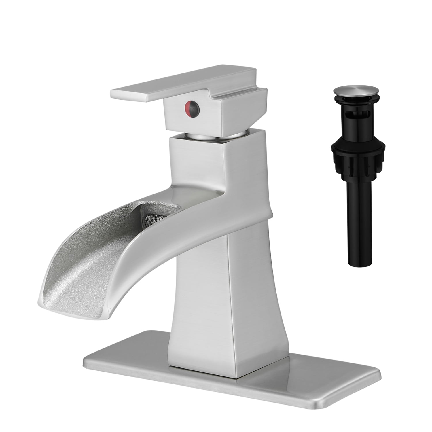 Modern Brushed Waterfall Sink Faucet for Bathroom Vanity Single