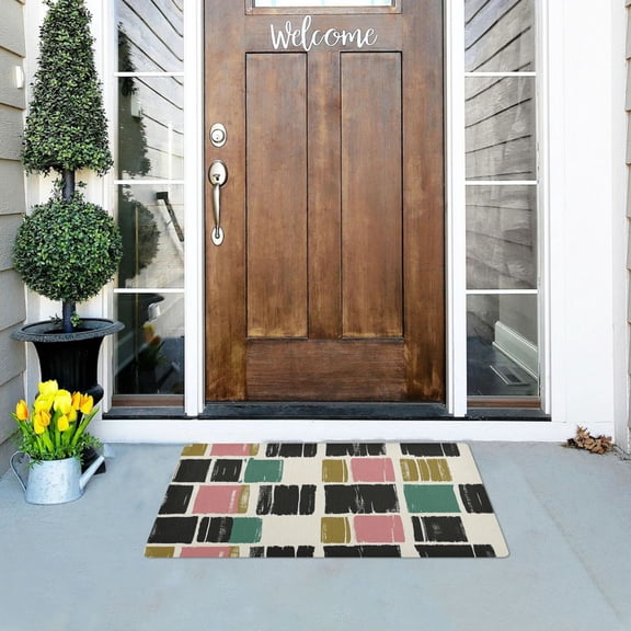 Modern Brushstroke Pattern Outdoor Doormats NonSlip Bath Rugs Absorbent Muddy Dirt Resist Door Mats 32''x20''