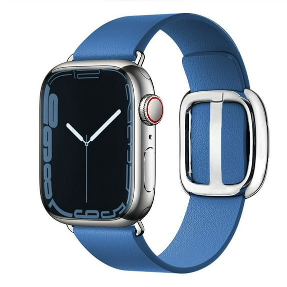 Modern Buckle Genuine Leather Strap for Apple Watch Band 44mm 40m 42mm 38mm Correa Leather Bracelet iwatch Series 5 4 3 6 SE Strap- 1 silver case