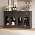 thumbnail image 1 of Modern Buffet Cabinet,55" Large Kitchen Storage Sideboard with 2 Drawers and 4 Acrylic Glass Doors,Wooden Coffee Bar Furniture with Adjustable Shelves for Living Room,Dining Room, Kitchen, 1 of 7