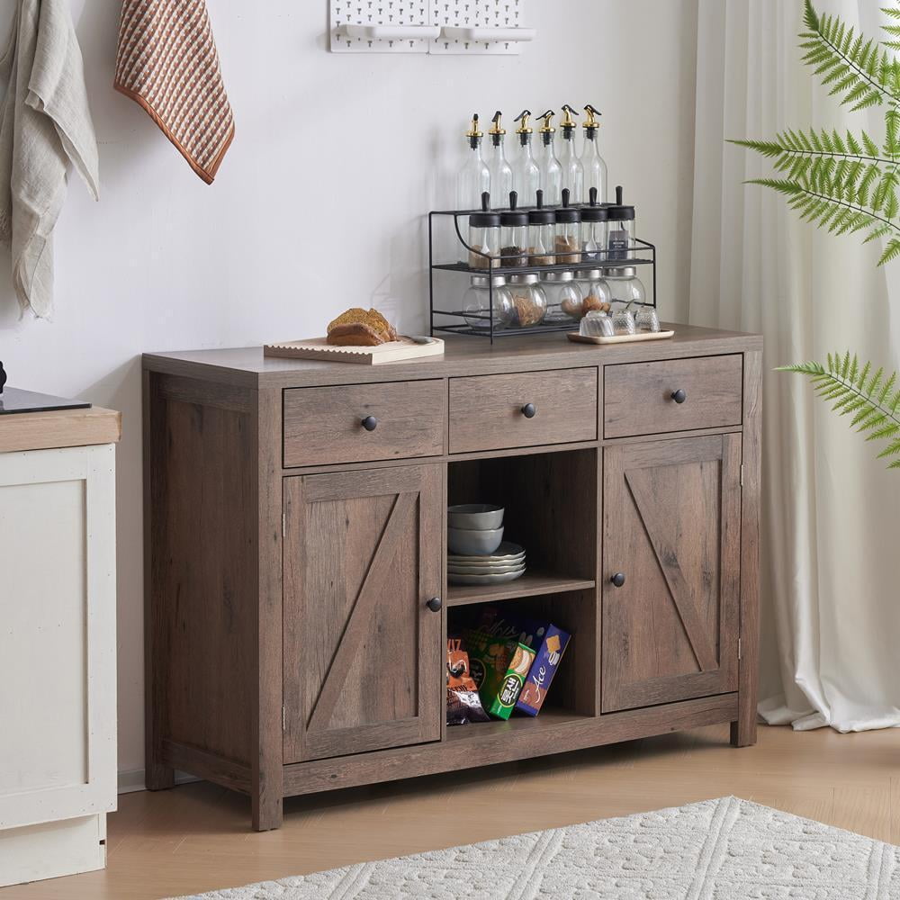 Modern Buffet With 3 Storage Drawers And 2 Shelves Sideboards