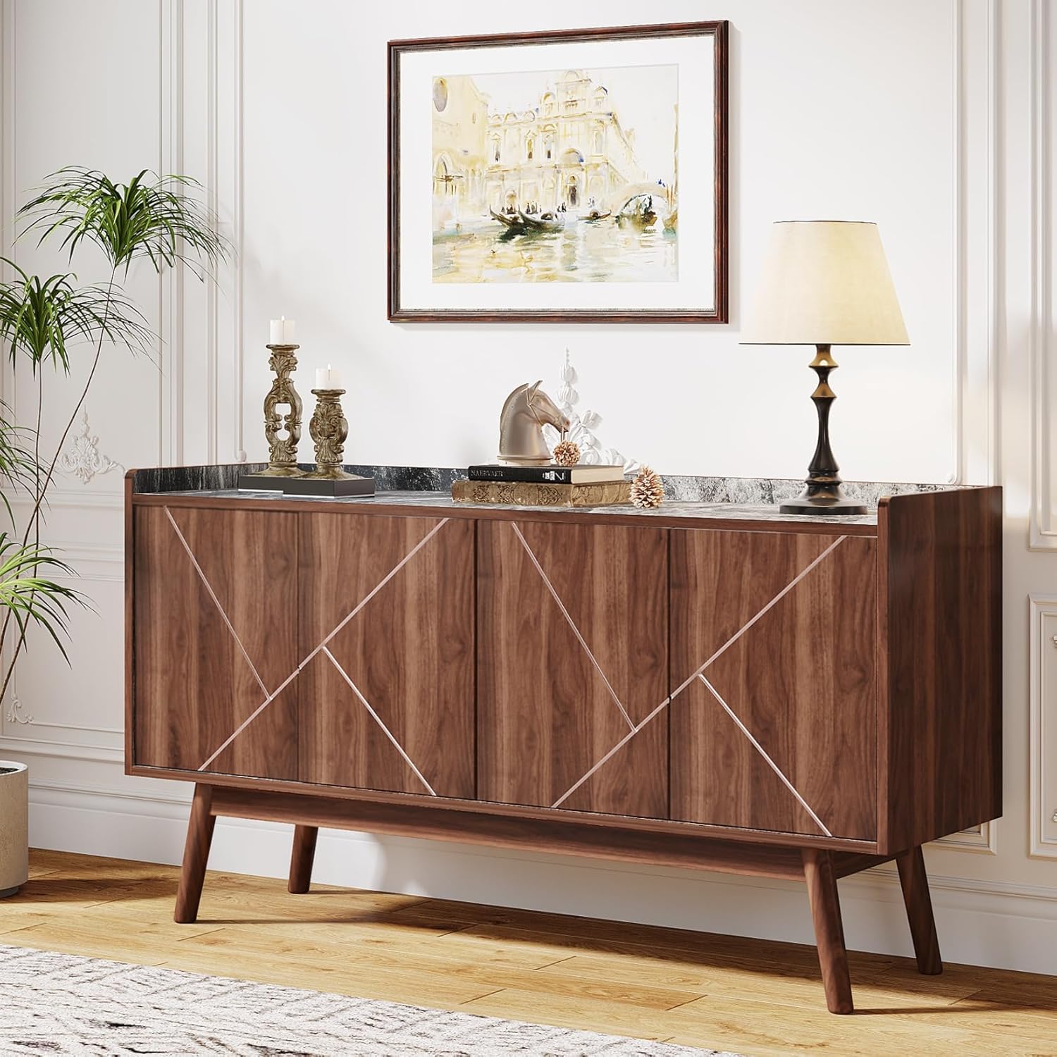 Modern Buffet Sideboard 55" Elegant Buffet with Storage Kitchen