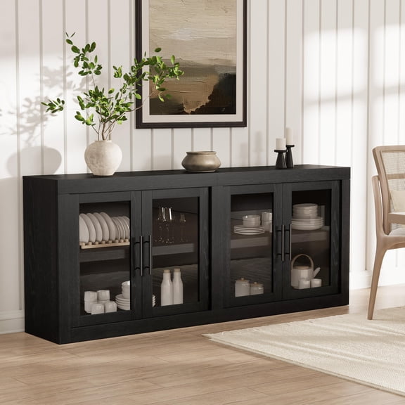 Modern Buffet Sideboard with Ample Storage – 71" Tall Dining Table Cabinet – 4 Doors, Spacious Coffee Bar Console for Dining Room, Living Room, Entryway