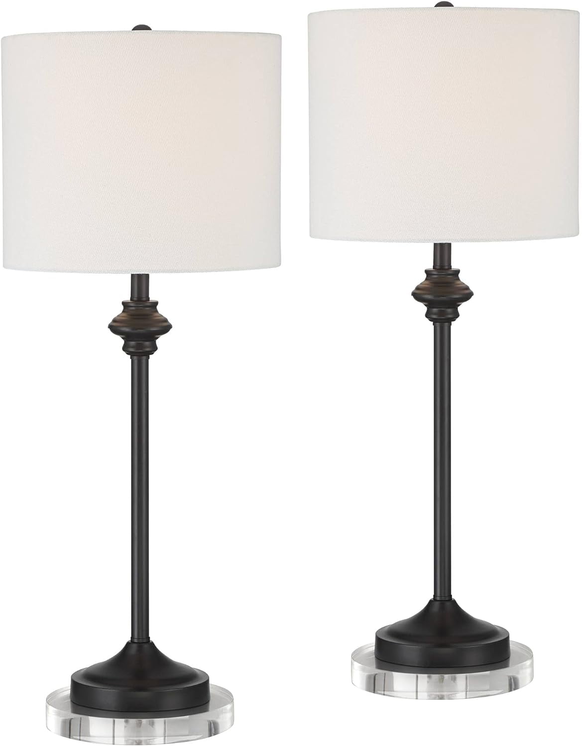 Modern Buffet Table Lamp 27" Tall Skinny Set of 2 with Round Risers