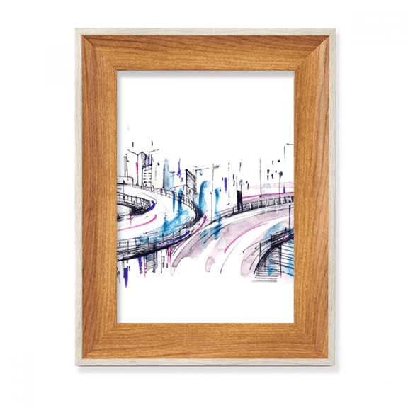 Modern Building Skyscraper Overpass Desktop Wooden Photo Frame Display Picture Art Painting Multiple Sets