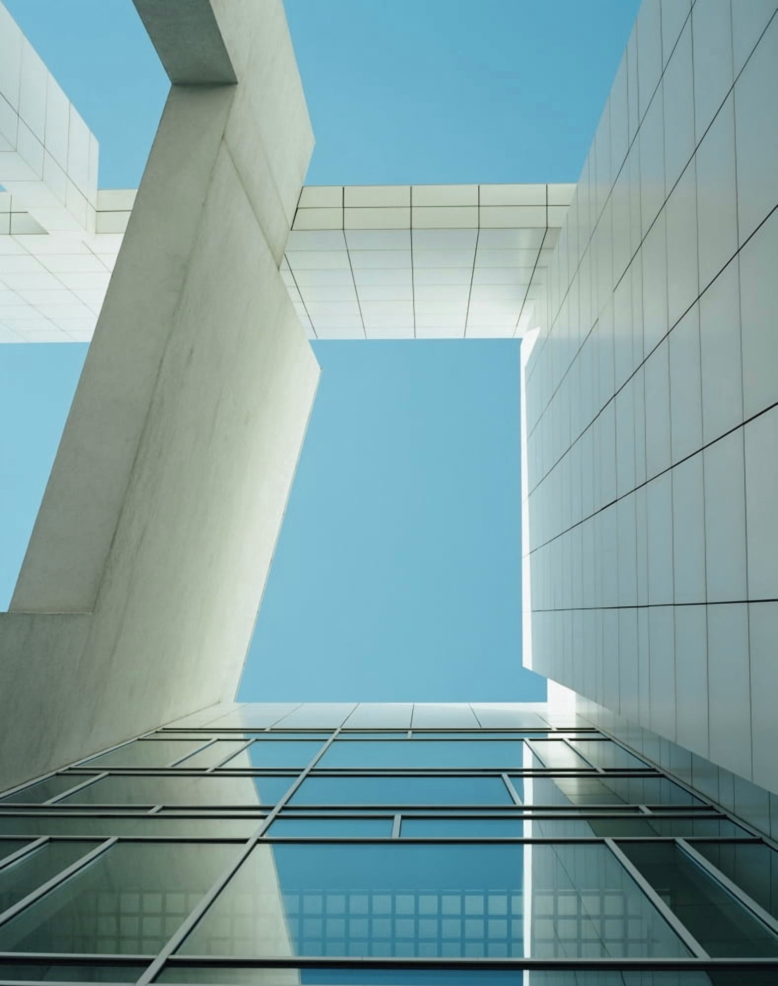 Modern Building Viewed From Below Canvas Art - John Stubbs Design Pics (13 x 17)