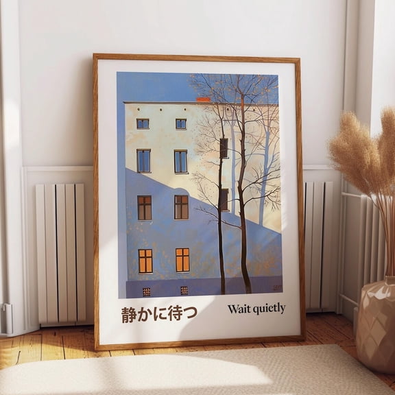 Modern Building Wall Art - Sunset Glow Japanese Architectural Inspired Artwork - Contemporary Urban Design Poster Wall Art, Modern Wall Decor, 8x12 UNFRAMED