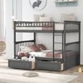 thumbnail image 1 of THOWDEE Wooden Full over Full Bunk Bed with 2 Drawers, Bunk Bed Frame with Guardrails for Bedroom Apartment, Can Be Divided into 2 Platform Beds, Gray, 1 of 9