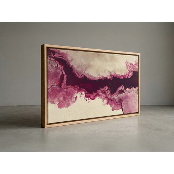 Modern Burgundy Flow Deep Maroon Ink Wall Art Unframed Paper Print