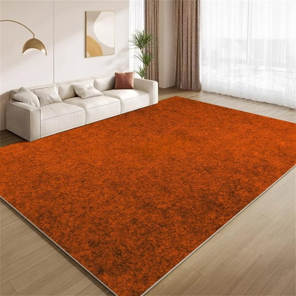 Modern Burnt Orange Area Rugs, Abstract Orange Black Design Carpet, Non Slip Low Pile Washable Indoor Rug for Living Room Farmhouse Bedroom Apartment Home Decor Mat 5x8ft