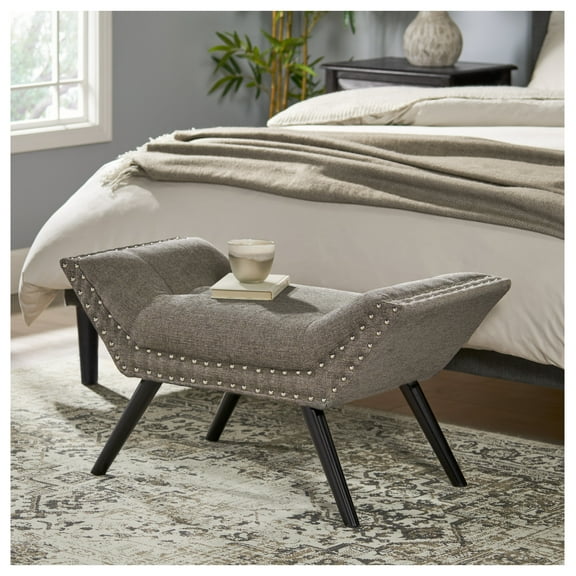 Modern Button Tufted Sitting , Accent Fabric Upholstered Ottoman for Bedroom or Living Room