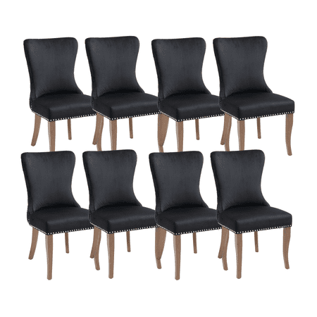 Modern Button Tufted Upholstered Dining Chairs with Nailhead Trim, Dining Room Chairs Tufted Cushion Back Elegant, Accent Chairs with Solid Wood Legs for Living Room/Kitchen (Set of 8)