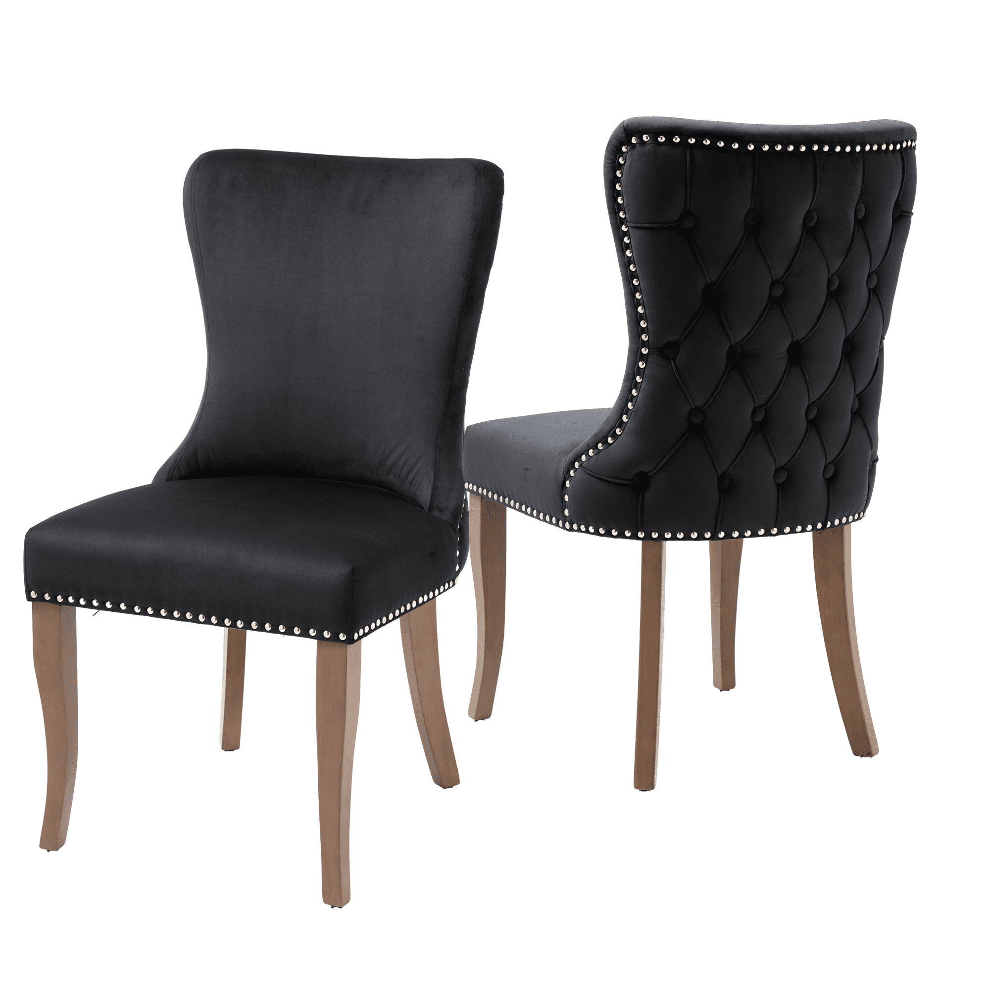 Modern Button Tufted Upholstered Dining Chairs with Nailhead Trim ...