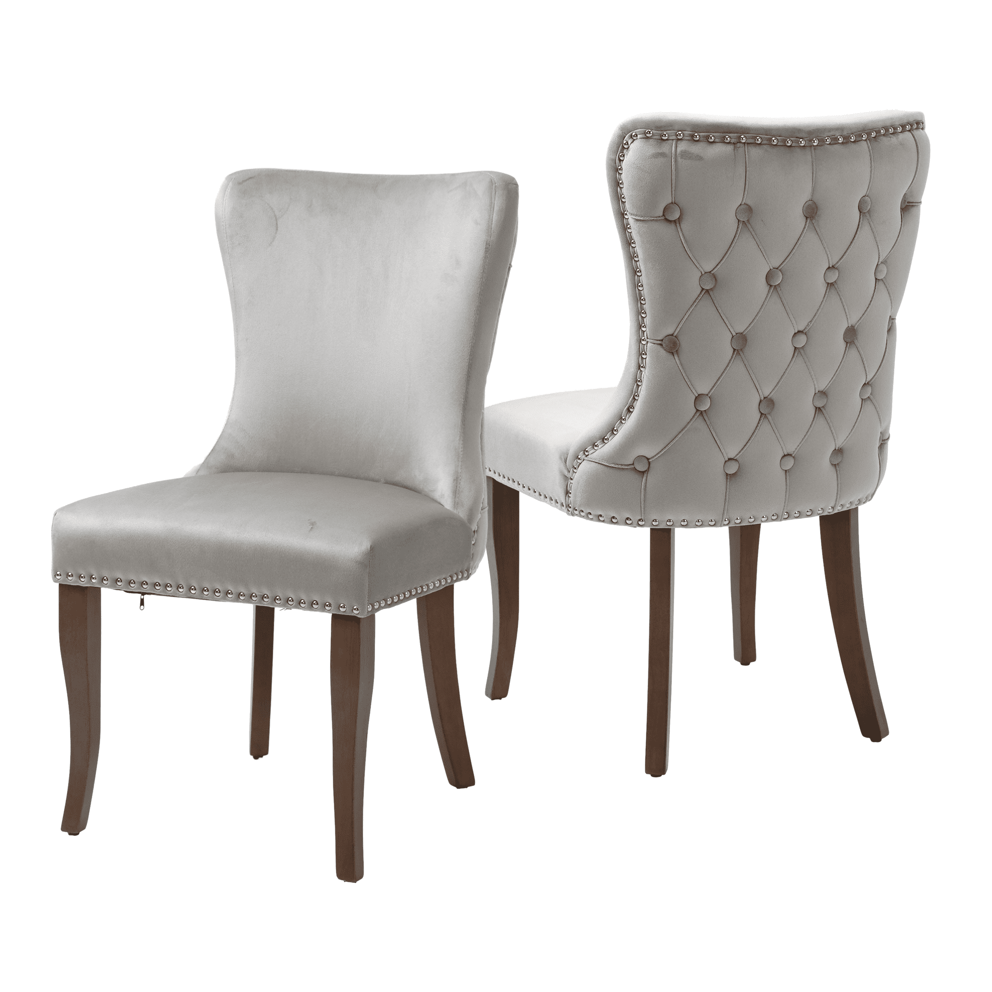 Modern Button Tufted Upholstered Dining Chairs with Nailhead Trim ...