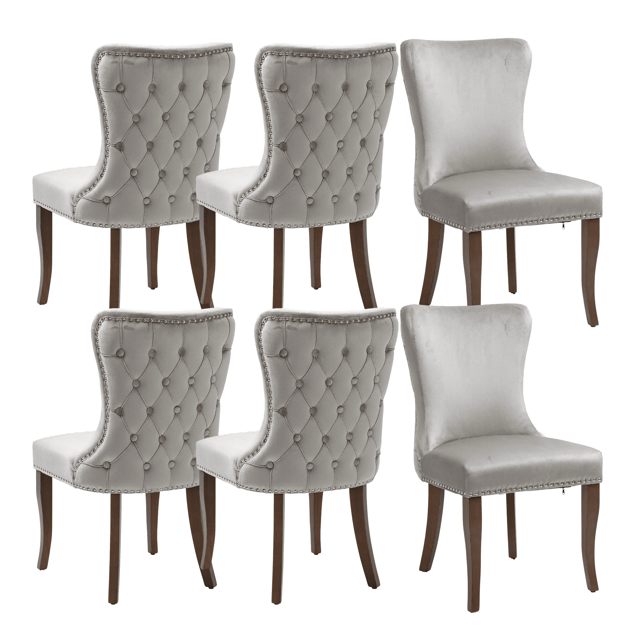 Modern Button Tufted Upholstered Dining Chairs with Nailhead Trim