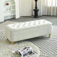 thumbnail image 1 of Modern Button Tufted Velvet Storage Ottoman, Upholstered Bench Footstool with Safety Hinge and Gold Metal Legs for Living Room Bedroom, 1 of 10