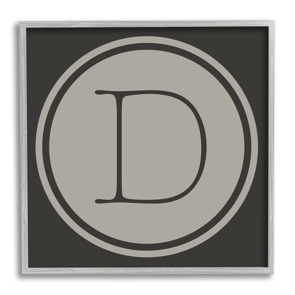 Modern C Initial Circular Shape Elevator Key Typography Framed Art Print Wall Art, 17x17