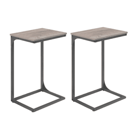 VASAGLE C-Shaped End Table Set, Side Table for Sofa, Couch with Metal Frame, Small TV Tray for Living Room, Bedroom, Greige and Black