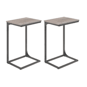 VASAGLE C-Shaped End Table Set, Side Table for Sofa, Couch with Metal Frame, Small TV Tray for Living Room, Bedroom, Greige and Black