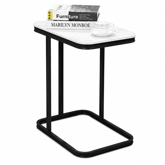 Modern C-Shaped End Table Space-Saving Side Table for Living Room, Bedroom & Small Spaces