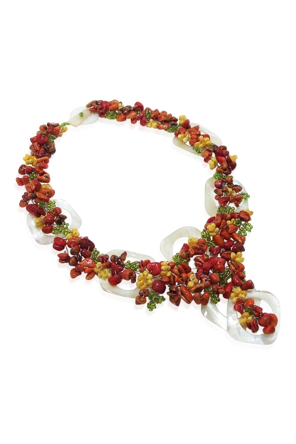 Modern Cabebe Rings Apple Corals Statement Necklace