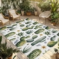 thumbnail image 1 of Modern Cactus Outdoor Rug for Patio/Deck/Porch, Non-Slip Large Area Rug 3 x 5 Ft, Spring Watercolor Country Green Plant Indoor Outdoor Rugs Washable Area Rugs, Reversible Camping Rug Carpet Runner, 1 of 8