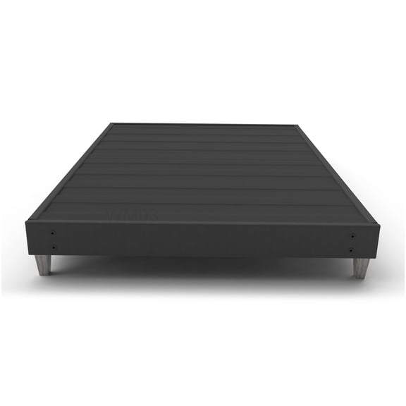 Modern California King Bed Frame, Upholstered Headboard, Dark Grey, No Tools Needed