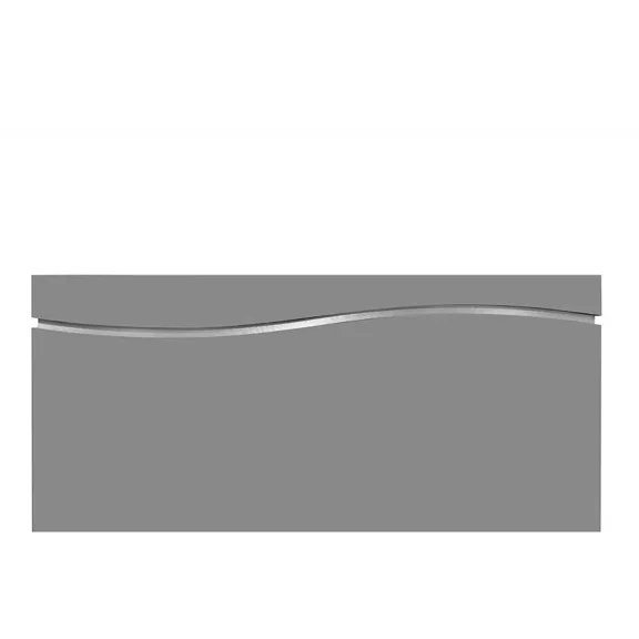 Modern California King Platform Bed, LED Headboard, Lacquer Finish with Silver Base, Gray