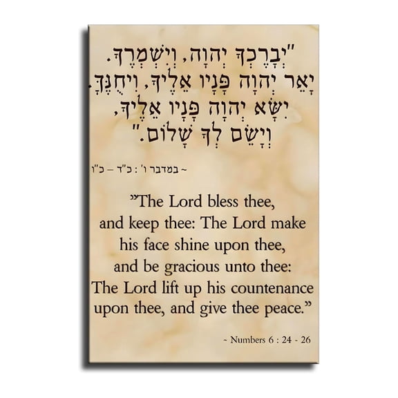 Modern Calligraphy Priestly Blessing Poster, Minimalist Hebrew Scripture Canvas Art, Spiritual Decor for Office, Study and Meditation Space