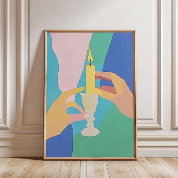 Modern Candle Wall Art, Abstract Minimalist Print With Bright Colors, Bold Retro Artwork, Livingroom Decor, Wall Art, Modern Wall Decor, 8x12 UNFRAMED