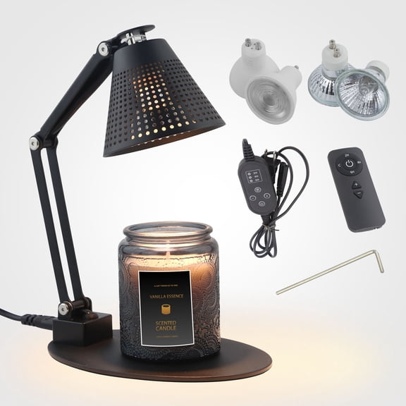 Modern Candle Warmer Lamp with Timer, Dimmer and Adjustable Height Compatible with all Jar Candles Includes Halogen and LED Bulbs - Ideal for Home Decor and Gifts