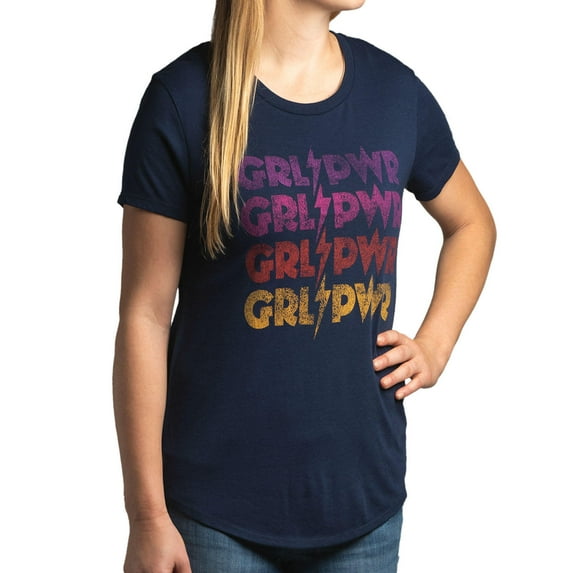 Modern Canvas Ladies Statement T-Shirt, Girl Power, Soft Jersey Fabric (S)