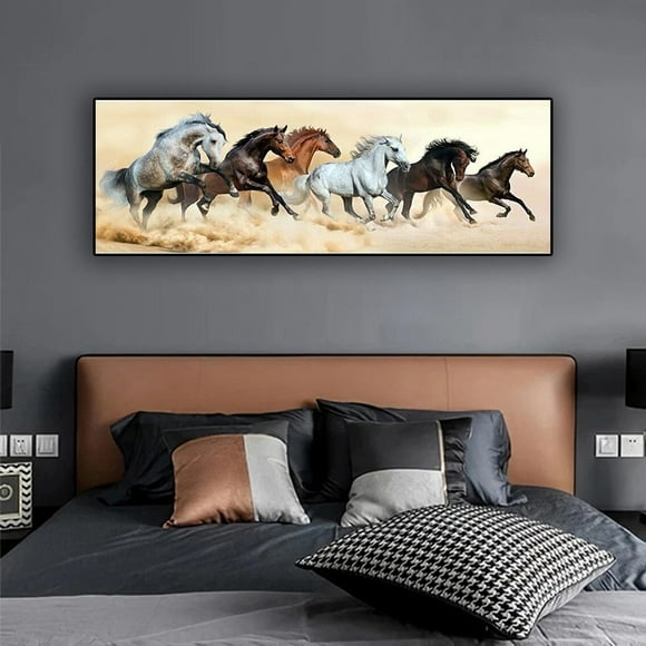Modern Canvas Painting Six Running Horses Poster Prints Art Wall Picture Art Home Decor Unframed