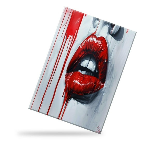 Modern Canvas Picture Print Art Wall Decoration,Kiss Red Lipstick In The Shape Multicolor Canvas Print for Home Decoration